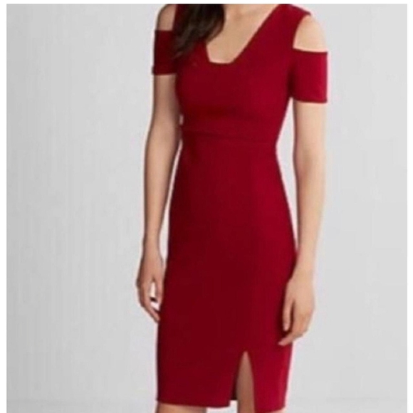 Express cold shoulder red slit dress - Picture 1 of 2